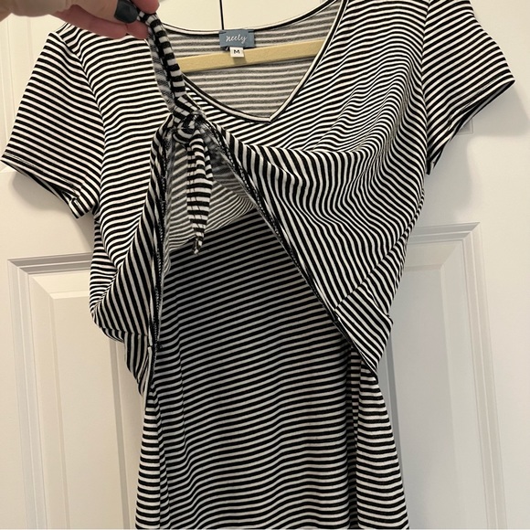 Neely Dress black and white stripe size M faux two piece - Picture 3 of 4